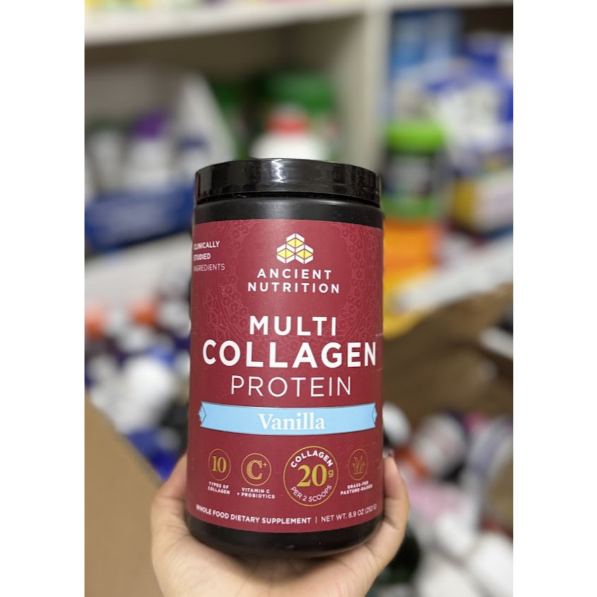 252 g Ancient Nutrition Multi Collagen Protein Vanilla - Bổ sung Collagen hỗ trợ da, tóc và khớp