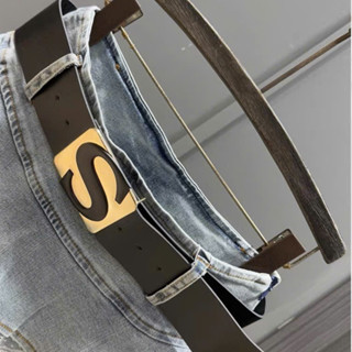  Thắt lưng da bản to  10cm  phối khóa chữ S dây lưng cho nữ màu đen cá tính 