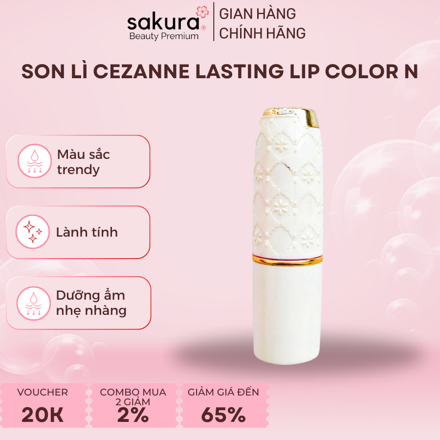 Son lì Cezanne Lasting Lip Color N – bền màu, mịn môi - Hàng Nhật nội địa Menard