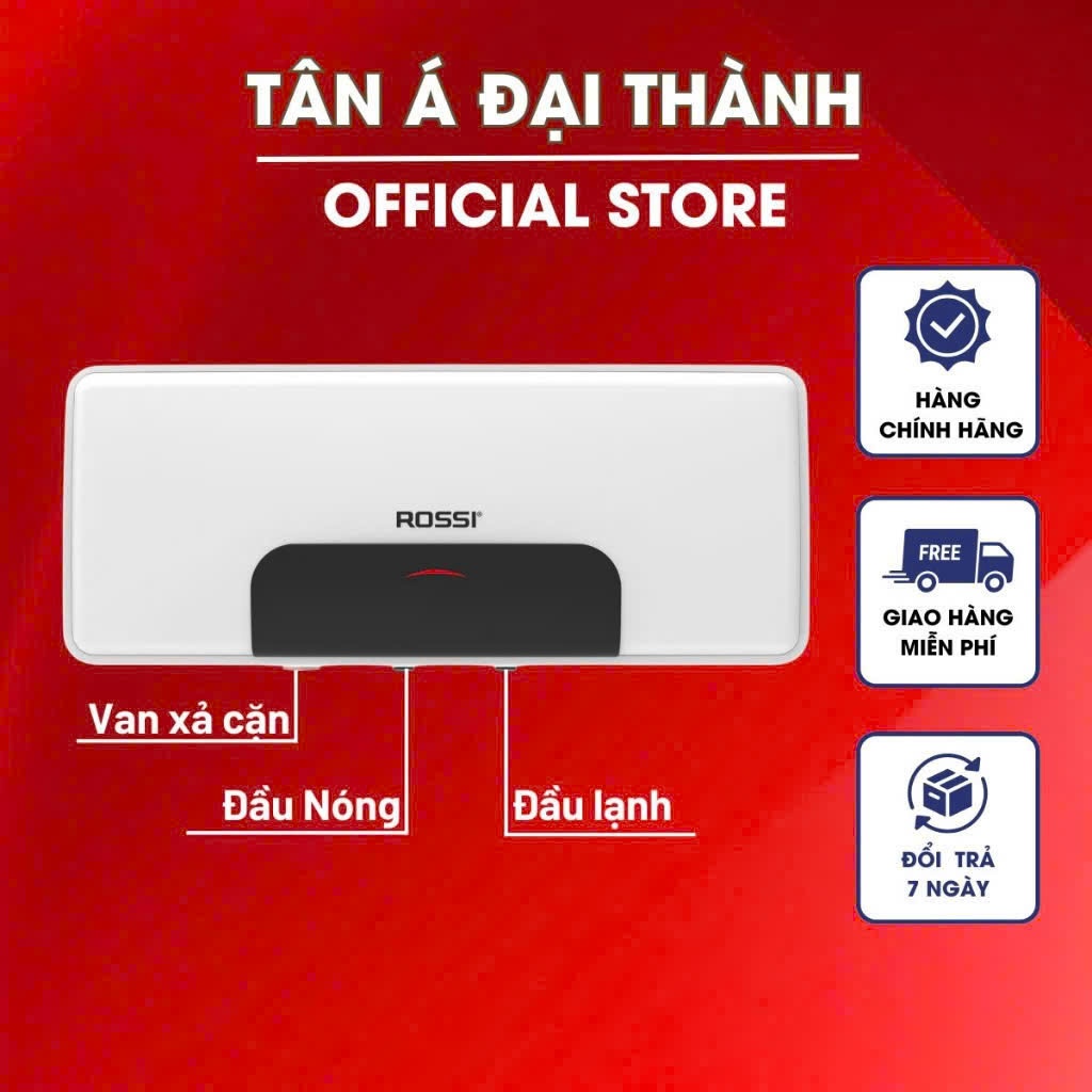Bình Nước Nóng Ngang Rossi Blanc 15/20/30 Lít -Tân Á Đại Thành bảo hành  ruột bình chính hãng 20 năm