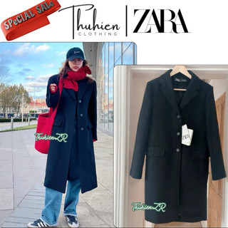 (Chính hãng size XS)Áo măng tô ZARA 8441/744/800 lông cừu MANTECO cổ lông màu đen(kèm ảnh thật)