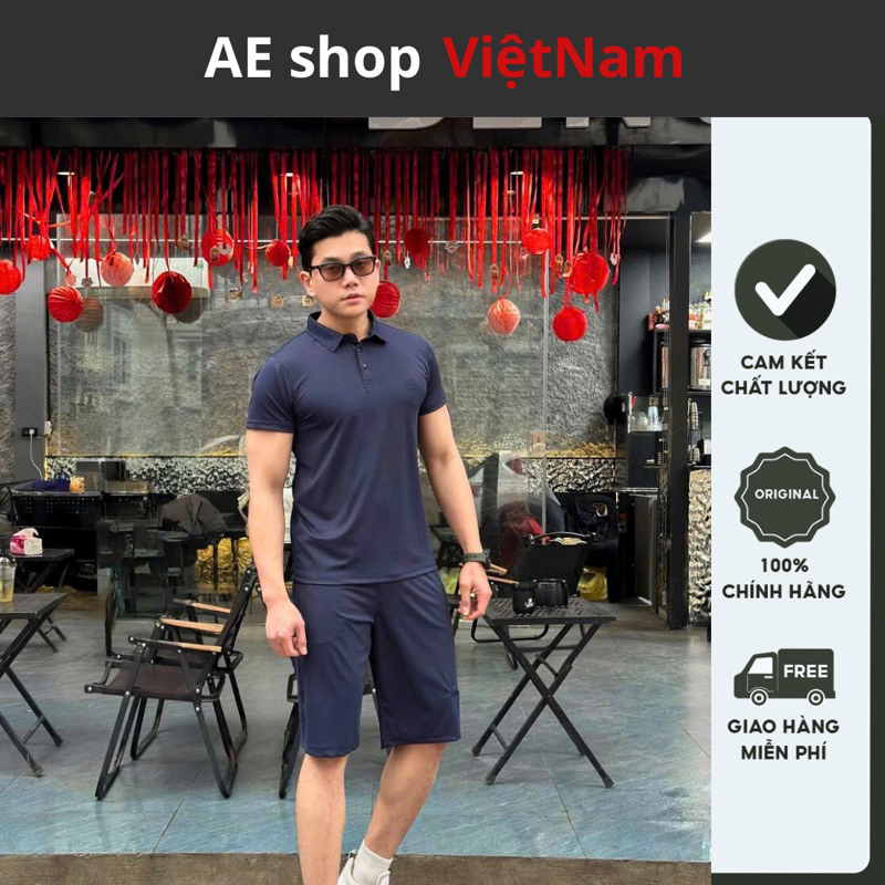 Bộ thể thao Nam Adidas thun lạnh cổ bẻ Ae Shop MK8832, Set quần áo cộc tay nam form dáng đẹp mẫu mới