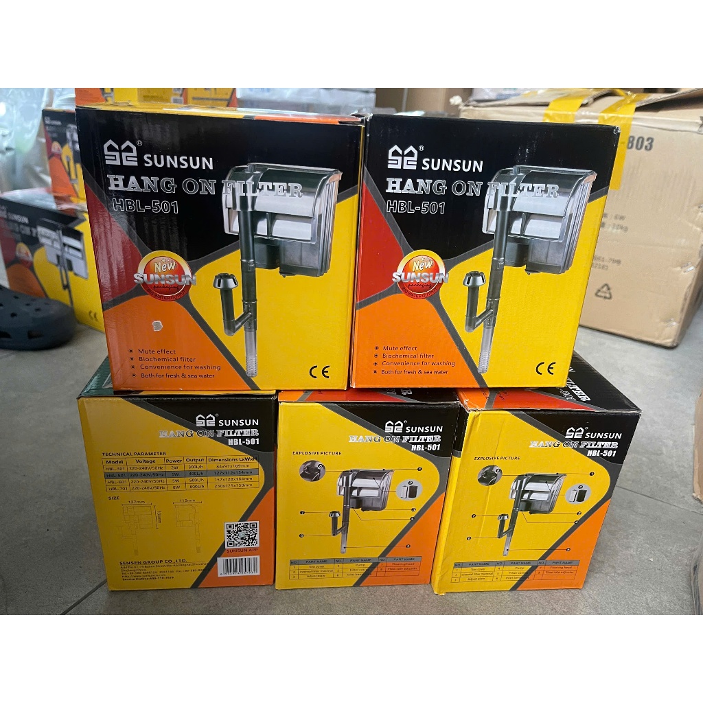 Lọc thác SunSun HBL 301/501/701 treo hồ cá cảnh thủy sinh mini - tiết kiệm điện - Có hút mặt lọc ván
