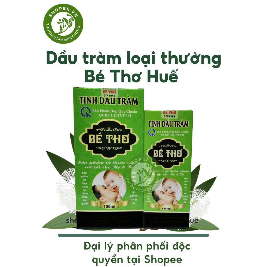 Dầu Tràm bé Thơ (có tem chống giả của Công ty TNHH MTV Sản xuất Tinh dầu Bé Thơ)