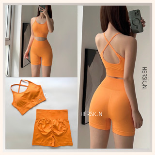 Set đồ tập gym nữ Bộ đồ tập yoga nữ áo bra dây mảnh quần đùi  HERSIGN-SET147