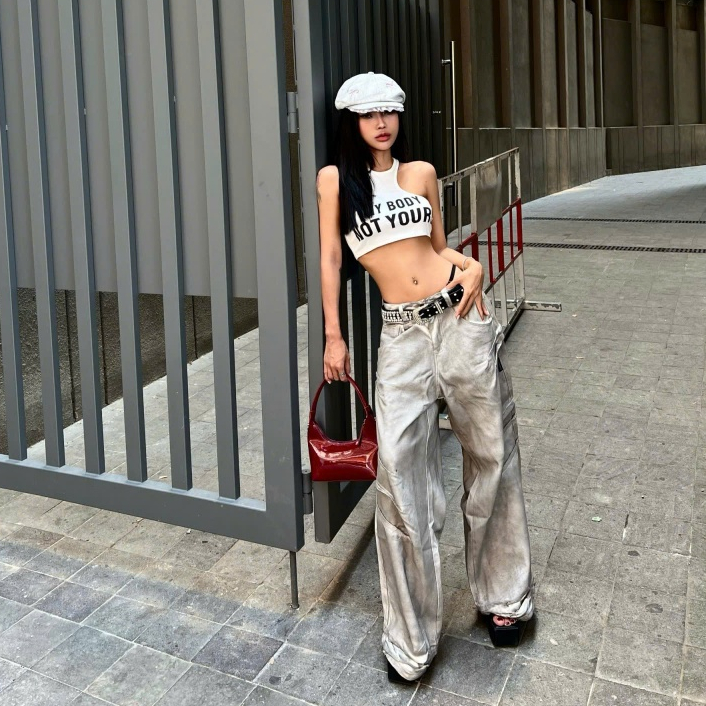 Bad Choices | Quần Jean Shark Fin Wide-Leg ống rộng Wash màu Streetwear Style | BigBuy360 - bigbuy360.vn