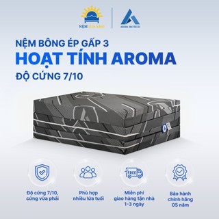 Nệm Bông Ép Gấp 3 Aroma HT- Cứng vừa phải, Nâng đỡ cơ thể, Giảm đau lưng- Giao màu ngẫu nhiên