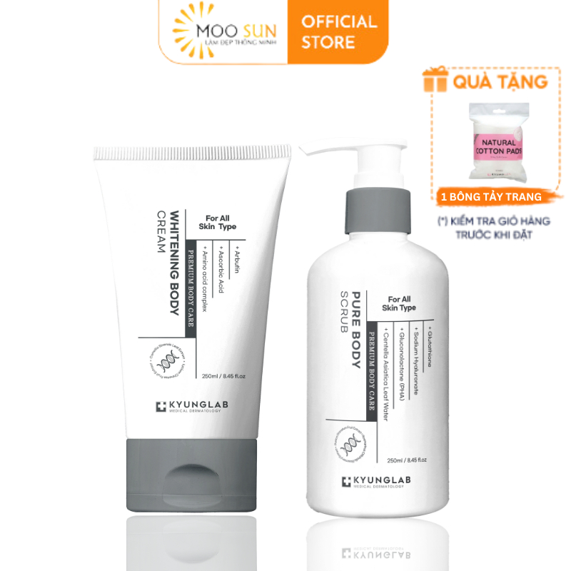 [NEW] Bộ Body Premium Kyunglab: Kem dưỡng trắng body Whitening Body Cream 250ml - Tẩy Da Chết Pure B