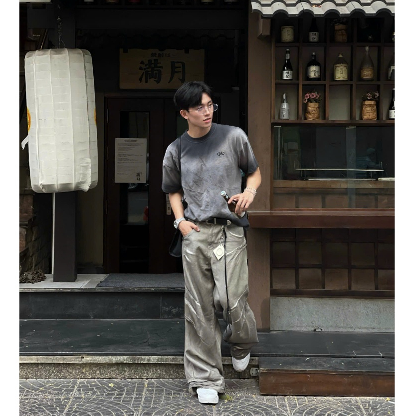 Bad Choices | Quần Jean Shark Fin Wide-Leg ống rộng Wash màu Streetwear Style | BigBuy360 - bigbuy360.vn