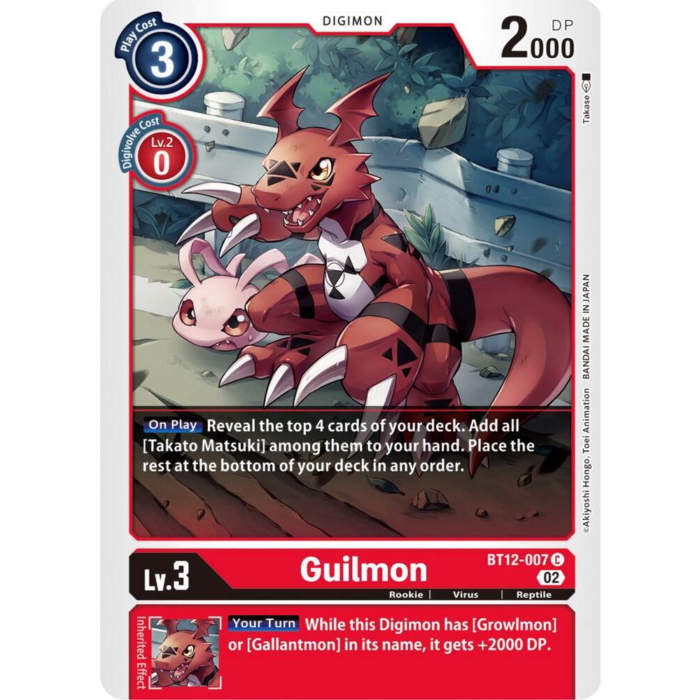 Thẻ Bài Digimon Mã BT12-007 - Guilmon - Digimon - Common