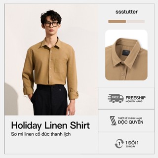Áo sơ mi linen cổ đức nam SSSTUTTER có túi form loose thoải mái hàn quốc THE HOLIDAY LINEN SHIRT