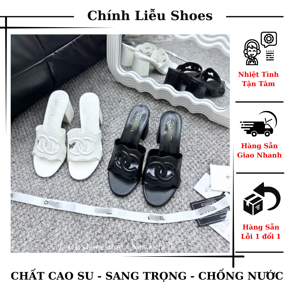 Guốc 5 phân da mịn cao cấp phun phụ kiện