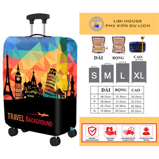 Áo Bọc Vali, Túi Trùm Vali Thun 3D Co Giãn 4 Chiều Chống xước vali Có Độ Đàn Hồi Cao, libihouse