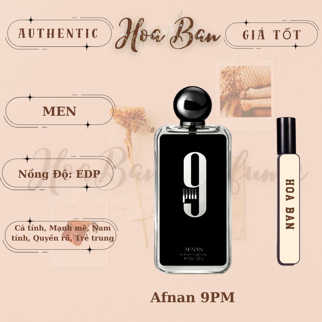 10ml Afnan 9PM- Nước hoa nam Dạng Chiết- Hoa Ban Perfume