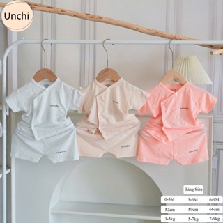 BC14. (Form nhỏ) Bộ sơ sinh cộc tay Unchi vải petit bamboo vân nổi mềm mát cho bé sơ sinh từ 3-9kg
