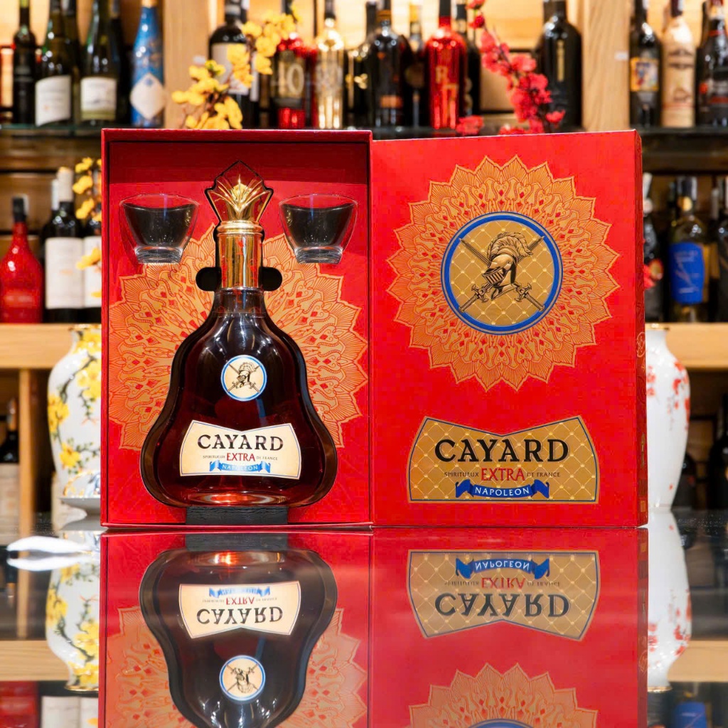 [Chính hãng] Full set Hộp quà Rượu Cayard Extra Napoleon Pháp 700ml 40% tặng kèm 2 ly rượu