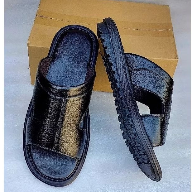 dép da bò xịn đế cao su đúc nguyên khối đế cao 3.5cm