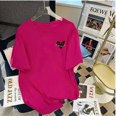 Áo phông nữ dáng rộng NA03 in hình trái tim chất liệu thun cotton co giãn 4 chiều Loza RT8108