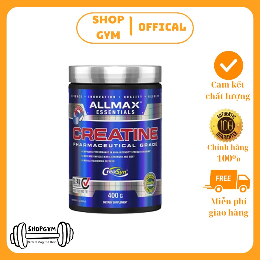 Bột Allmax Creatine Monohydrate, 400G - Giúp tăng cường sức mạnh cơ, cải thiện hiệu suất tập luyện