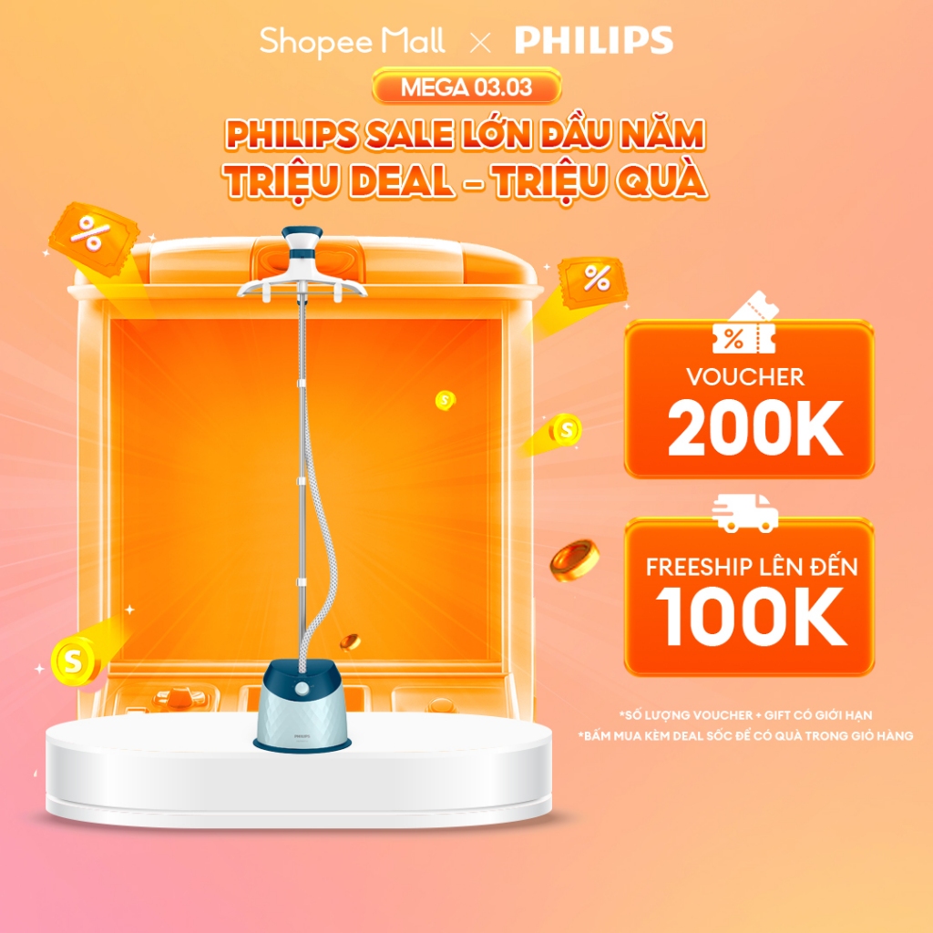 Bàn Ủi Hơi Nước đứng PHILIPS GC518 1600W Xanh - Hàng Chính Hãng