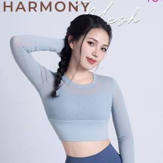 Áo croptop dài tay 2 lớp phối lưới Harmonymesh - Y83