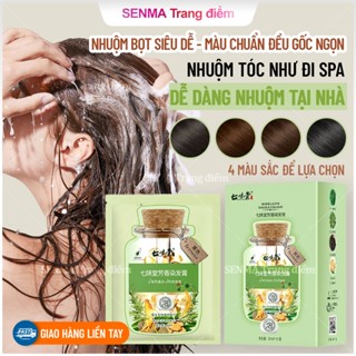 Dầu Gội Nhuộm Tóc Thảo Dược 10 Gói 300ml-Phủ Bạc Tự Nhiên,Lên Màu Chuẩn Đen/Nâu & Dưỡng Tóc Mềm Mượt