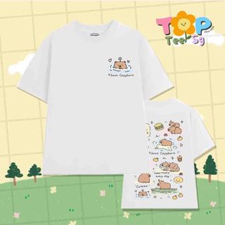 Áo thun form rộng TOPTEESG CAPYBARA siêu cưng unisex nam nữ tay ngắn cổ tròn kèm quà tặng hấp dẫn