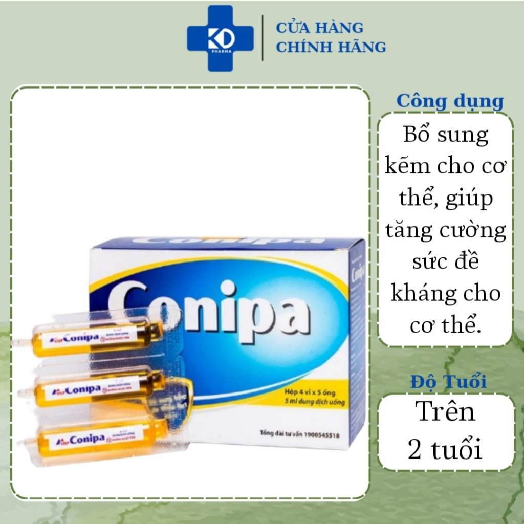 Dung dịch uống Conipa CPC1 Hà Nội bổ sung kẽm, tăng cường sức đề kháng cho cơ thể (4 vỉ x 5 ống x 5m