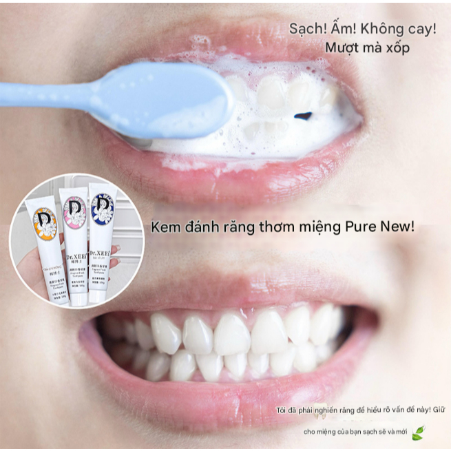 Kem đánh trắng răng Dr.Fresh - kem đánh răng toothpaste tẩy cao răng, ố vàng, trắng sáng, loại bỏ hôi miệng 100g