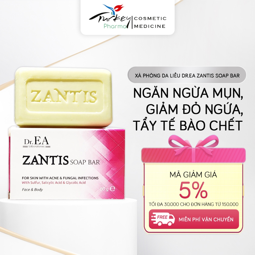 Xà phòng Dr.EA ZANTIS Soap Bar Ngăn ngừa mụn, Giảm đỏ ngứa, Tẩy tế bào chết, Giúp da sáng đều màu