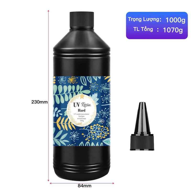 Keo uv resin Hard cỡ lớn 1000g không bóng, keo uv không mùi, keo resin uv, keo epoxy, keo epoxy tron