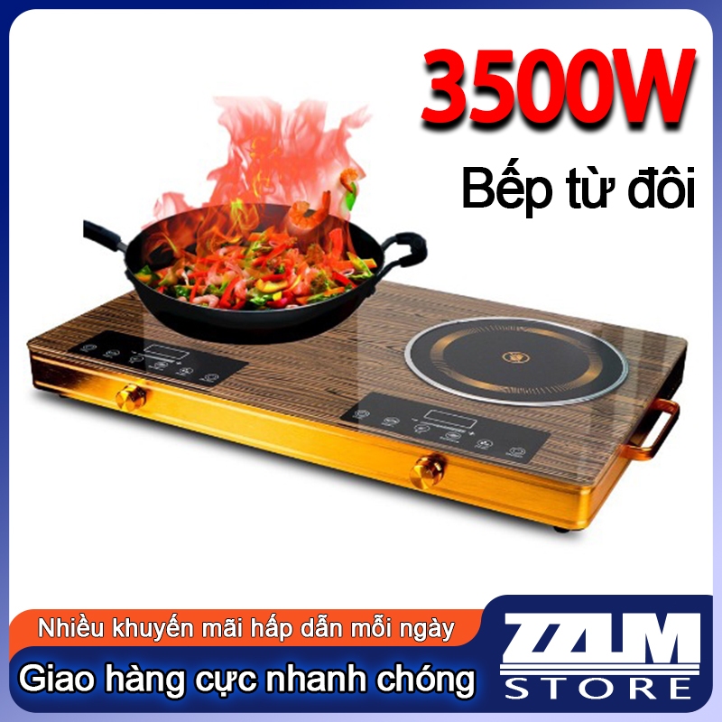 Bếp Hồng Ngoại Đôi Cảm Ứng, Mặt Kính Cường Lực, Bếp Điện Đôi Không Kén Nồi, Công Suất 3500W, Bảo Hành 12 Tháng