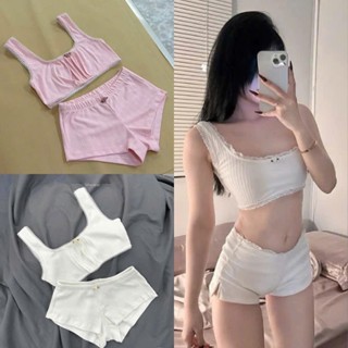 Đồ Ngủ Sexy Phối Ren Mềm Hoa Hồng, Quần Không Xẻ Tà Lưng Thấp Form 40-55kg