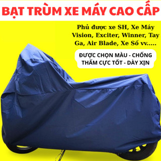 Bạt Trùm Xe Máy, Áo Phủ Trùm Xe Máy Cao Cấp Vải 2 Mặt Che Nắng, Mưa Full Size Giữ Xe Luôn Như Mới