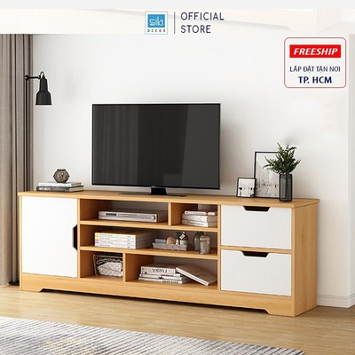 [Giao lắp tại TP.HCM] Kệ Để Tivi Phòng Khách, Phòng Ngủ Hiện Đại Kèm 2 Ngăn Kéo 1 Cánh SIB Decor TV02