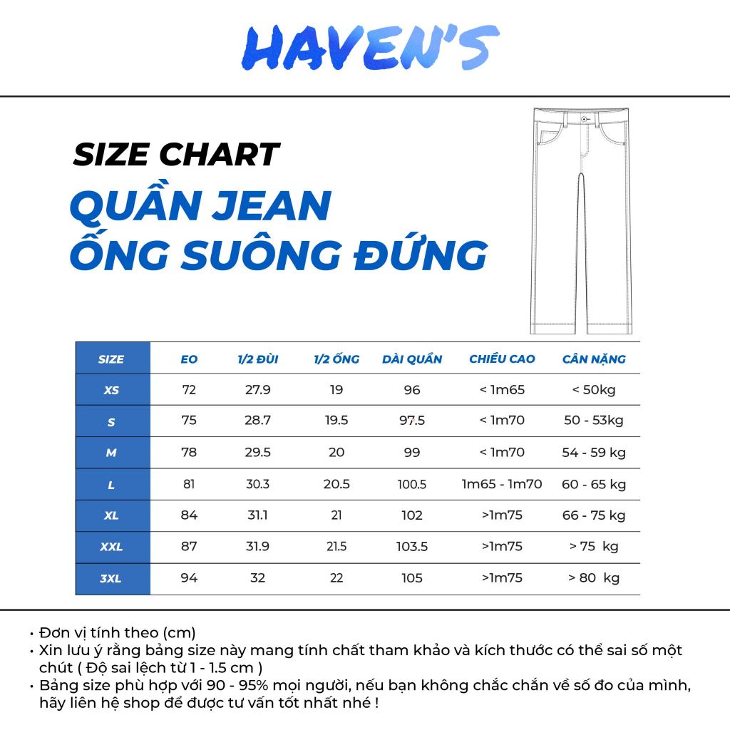 Quần Jeans HAVEN'S wash màu vintage dáng suông ống đứng form regular fit bản thường - havenstyle | BigBuy360 - bigbuy360.vn