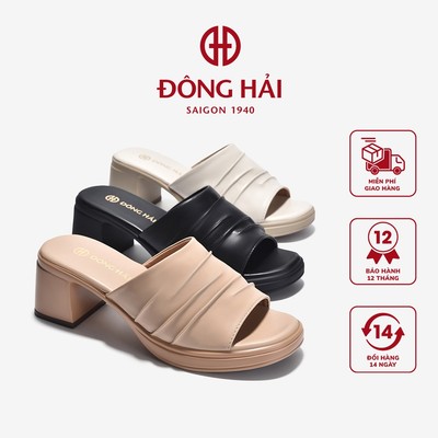 Dép Cao Gót Đông Hải Quai Vân Dập Gợn Sóng - D32F3