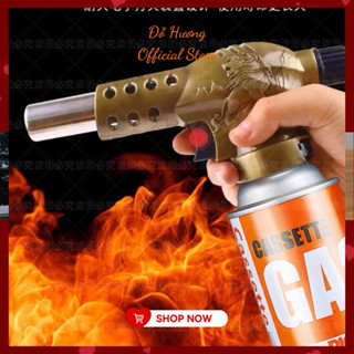 Khò Ga Mini Kèm Phụ Kiện Bằng Thép không Gỉ, Đèn Khò Gas Inox Hoạ Tiết Sư Tử Bao Bình Chống Phì