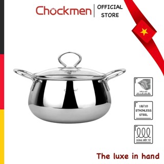 Nồi CHOCKMEN 14cm Inox 18/10 Nồi Inox Nắp Kính Nồi Nấu Canh Soup Nấu Cháo