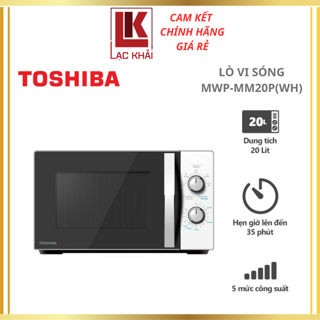 Lò vi sóng 20L Toshiba MWP-MM20P(WH). Công suất 700W, 5 mức công suất - Hàng chính hãng
