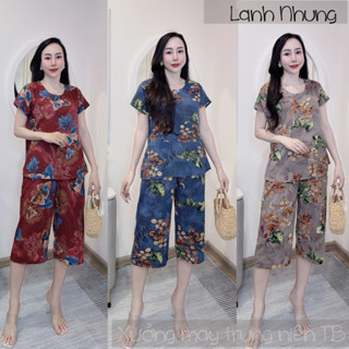 (Lanh Lửng) Bộ Lanh Nhung Quần Lửng Trung Niên Chất Mát, U40 U50 U60 cho mẹ cho bà mặc hàng ngày đi chơi