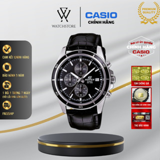 Đồng Hồ Nam Edifice EFR-526L-1AVUDF Màu Đen Kim Bạc Kính Khoáng 43.8mm Chống Nước Dây Da Cao Cấp Chính Hãng - WATCHSTORE