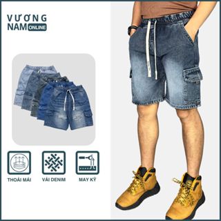 Quần short jean nam Lưng Thun Túi Hộp form đẹp thoáng mát UNISEX VNO143