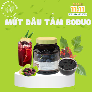 [CHÍNH NGẠCH] Mứt dâu tằm BODUO hộp 1kg, vị tự nhiên, 70% quả dâu tươi dùng pha trà sữa, trà trái cây, đá xay