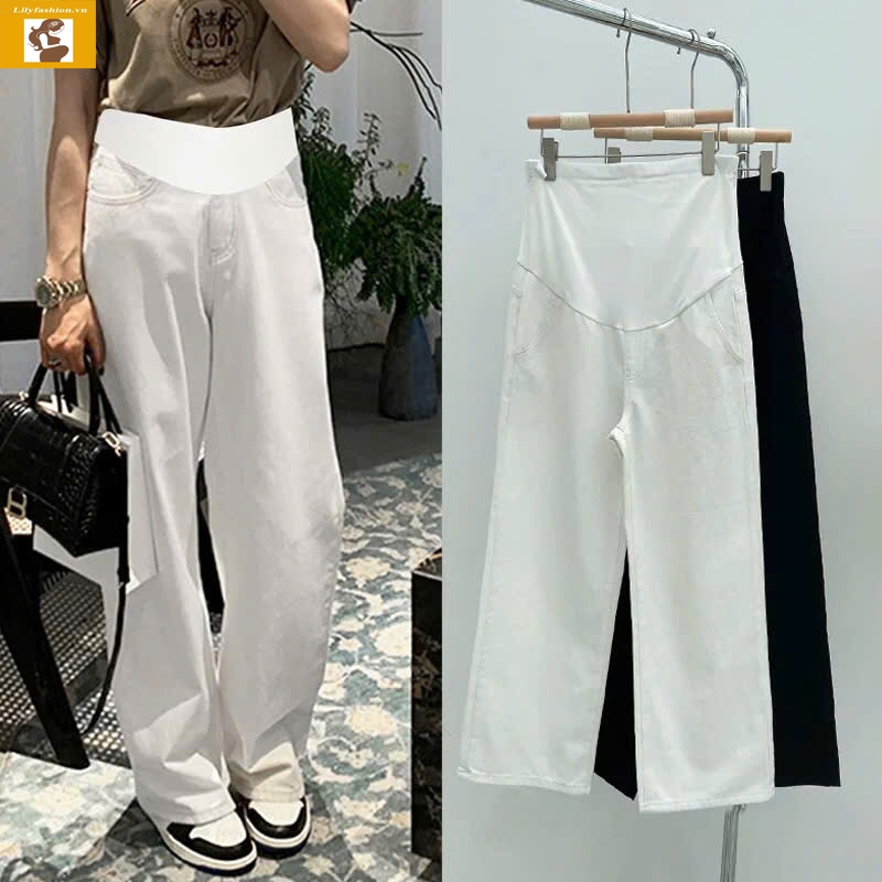  Quần jean bầu ống rộng phong cách uy trẻ trung,năng động hiện đại chất mềm thoải mái có chun khuy điều chỉnh 82333 