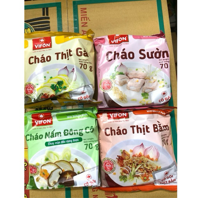 Set 2 Gói Cháo Thịt Vifon Có Gói Thịt Thật 70g