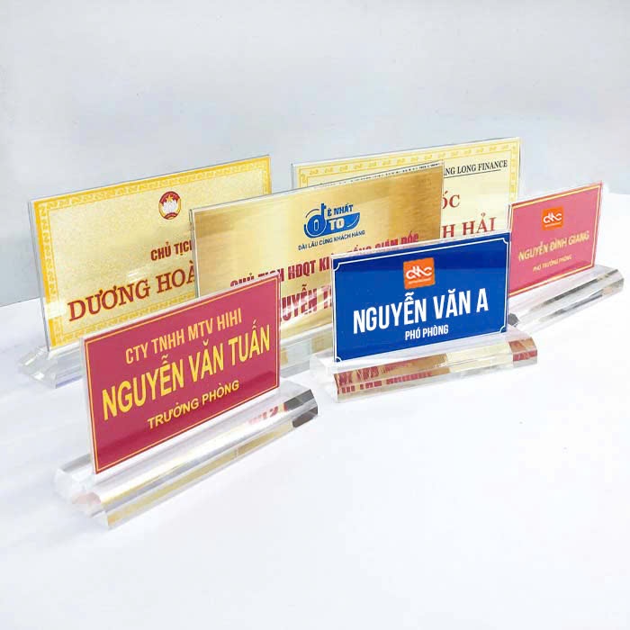 Biển chức danh, bảng chức danh mica, kệ chức danh mica để bàn, 15x5.5cm, 26x12cm