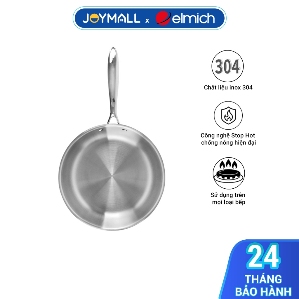 Chảo nguyên khối inox 304 Elmich Trimax EL-3846 size 26-28cm, Hàng chính hãng - JoyMall