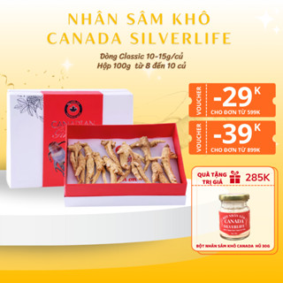 Nhân sâm khô SilverLife Classic - Nhân sâm Canada nhập khẩu chính hãng hộp 100g loại củ vừa