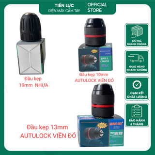 Đầu kẹp máy khoan Măng ranh 10,13mm nhựa,autulock viền đỏ đầu kẹp mũi khoan